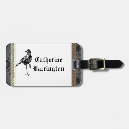Schwarze Krähe Gepäckanhänger (Vorderseite horizontal)