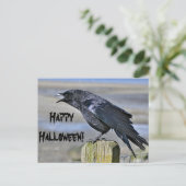 Schwarze Krähe halloween Postkarte (Stehend Vorderseite)