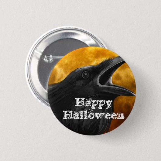 Schwarze Krähe Halloweens Button (Vorne & Hinten)