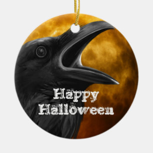 Schwarze Krähe Halloweens Keramikornament