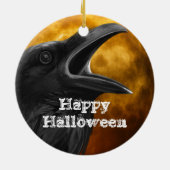 Schwarze Krähe Halloweens Keramikornament (Hinten)