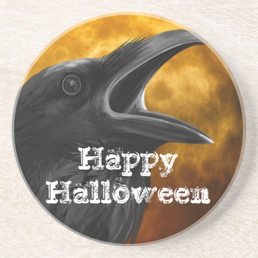Schwarze Krähe Halloweens Untersetzer (Vorne)