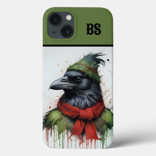 Schwarze Krähe im Weihnachtsoutfit Case-Mate iPhone Hülle (Rückseite)