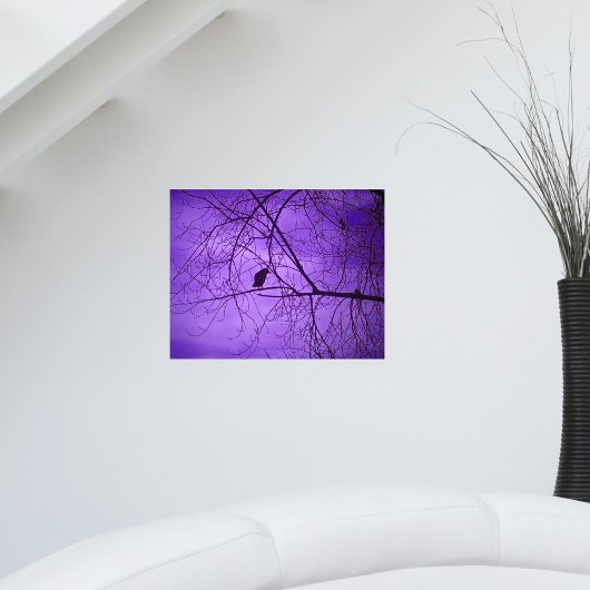 Schwarze Krähe Lila Himmel Poster