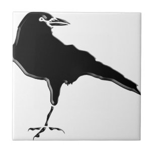 Schwarze Krähe Rustikale Gotische Vogel Fliese