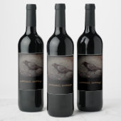 Schwarze Krähe und Beeren Weinetikett (Flaschen)