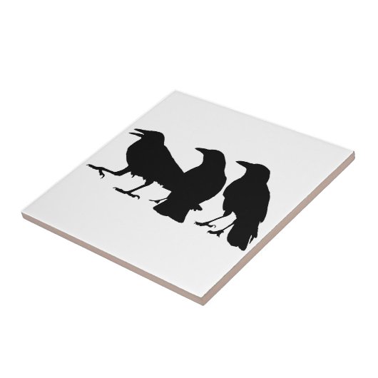 Schwarze Krähen-Fliese 6 Fliese (Seite)