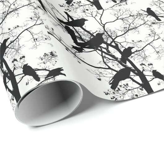 Schwarze Krähen Geschenkpapier (Rolleneckpunkt)