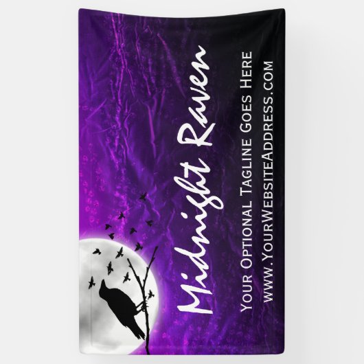 Schwarze Krähen-Raben-Silhouette auf Mond-nervösem Banner (Vertikal)