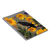 schwarze Krähen- u. Sonnenblumekunst Notizblock (Rechte Seite)