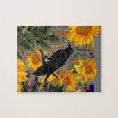 schwarze Krähen- u. Sonnenblumekunst Puzzle (Horizontal)