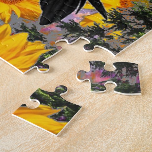 schwarze Krähen- u. Sonnenblumekunst Puzzle (Seite)