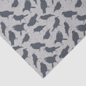 Schwarze Krähen Vögel Grau Gemustert Seidenpapier (Detail)
