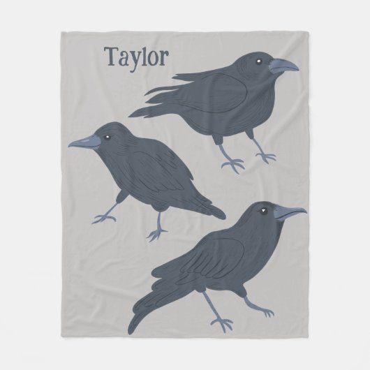 Schwarze Krähen Vogelbilder Personalisiert Fleecedecke (Vorderseite)