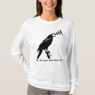 Schwarze Krähenillustration - Kunstdesign im gotis T-Shirt
