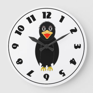 Schwarze Krähenuhr Große Wanduhr