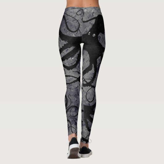 Schwarze Krake auf Grau - Leggings (Rückseite)
