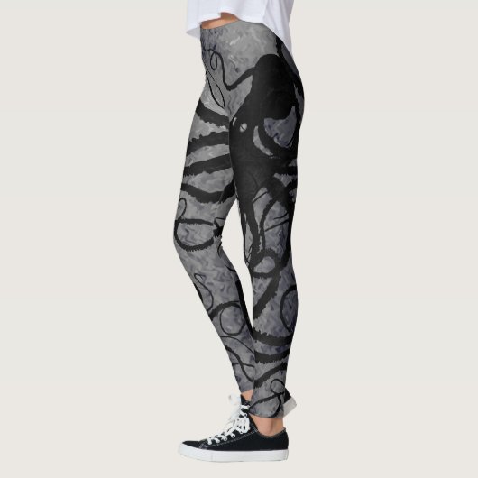 Schwarze Krake auf Grau - Leggings (Links)