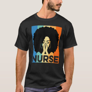 Schwarze Krankenschwester Afro Retro Schwarze Gesc T-Shirt