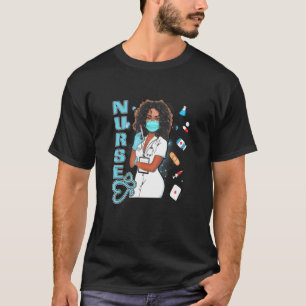 Schwarze Krankenschwester Uniform Gesichtsmaske Af T-Shirt