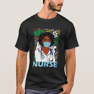 Schwarze Krankenschwester Uniformmaske T-Shirt