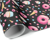 Schwarze Krapfen-Collage Geschenkpapier (Rolleneckpunkt)