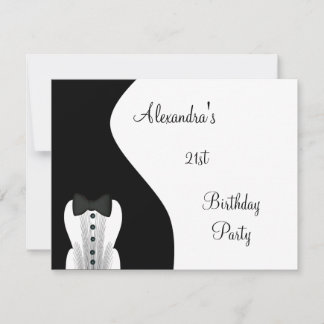 Schwarze Krawatte 21. Geburtstag Party Schwarz & W Einladung