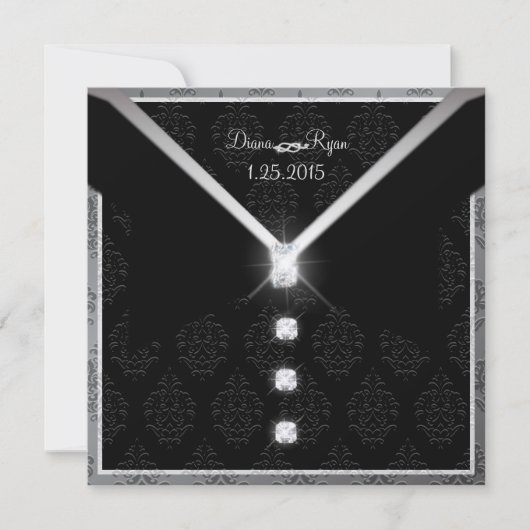 Schwarze Krawatte Diamond Einladung (Vorderseite)