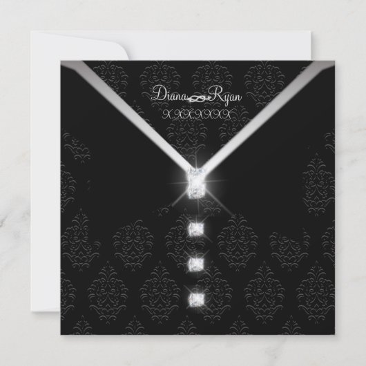 Schwarze Krawatte Diamond Einladung (Vorderseite)