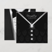 Schwarze Krawatte Diamond Einladung (Vorne/Hinten)