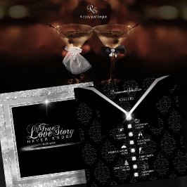 Schwarze Krawatte Diamond Timeline Card Einladung