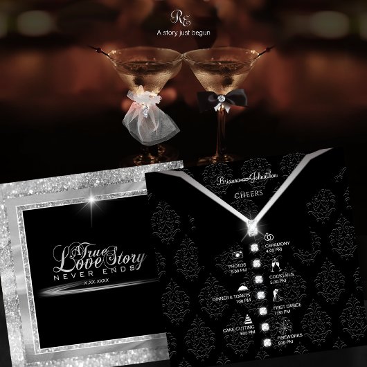 Schwarze Krawatte Diamond Timeline Card Einladung