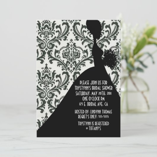 Schwarze Krawatte Einladung (Stehend Vorderseite)