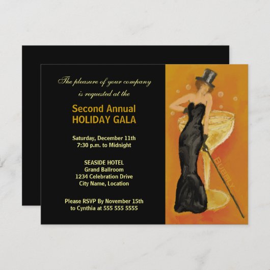 Schwarze Krawatte Einladung (Vorne/Hinten)