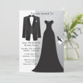 Schwarze Krawatte Einladung (Stehend Vorderseite)