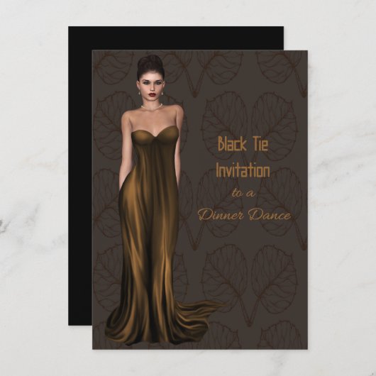 Schwarze Krawatte Einladung zum Tanzen und Abendes (Vorne/Hinten)