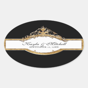 Schwarze Krawatte Elegance 2, Golden Matching Stic Ovaler Aufkleber