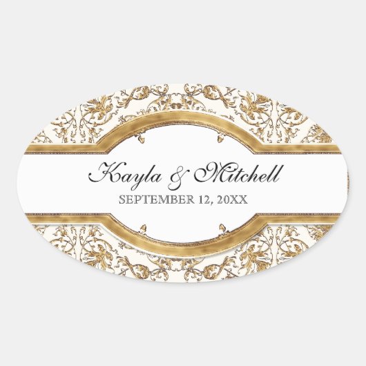 Schwarze Krawatte Elegance 2, Golden Matching Stic Ovaler Aufkleber (Vorderseite)