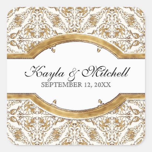 Schwarze Krawatte Elegance 2, Golden Matching Stic Quadratischer Aufkleber (Vorderseite)