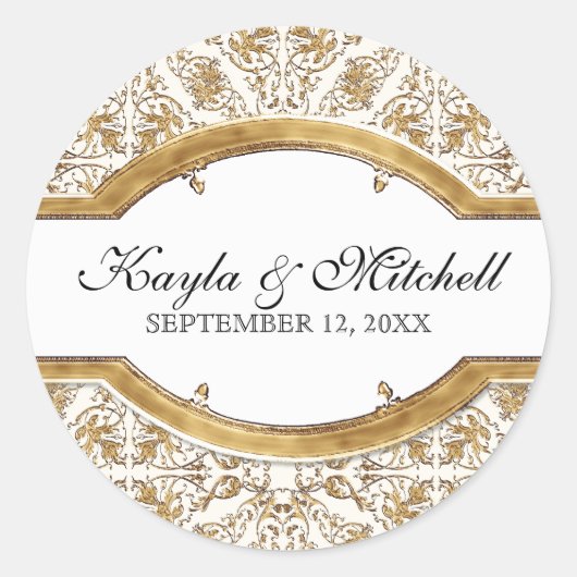 Schwarze Krawatte Elegance 2, Golden Matching Stic Runder Aufkleber (Vorderseite)