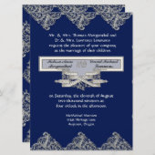 Schwarze Krawatte Elegance 3 - Silver Look Vintag  Einladung (Vorne/Hinten)