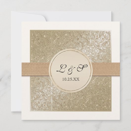 Schwarze Krawatte Elegance, Champagnercreme Hochze Einladung (Rückseite)