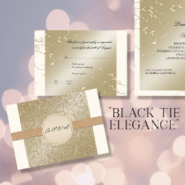 Schwarze Krawatte Elegance, Champagnercreme Hochze RSVP Karte
