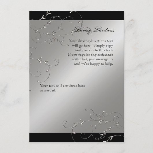 Schwarze Krawatte Elegance, Fahrtrichtung Hotel In Begleitkarte (Vorderseite)