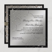 Schwarze Krawatte Elegance, Silberhochzeit Einladu Einladung (Vorne/Hinten)