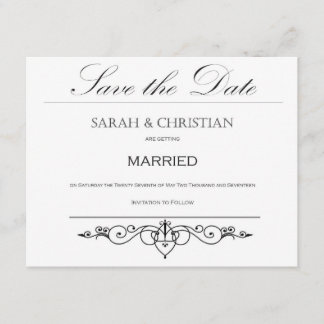 Schwarze Krawatte - Elegant - Hochzeit - Save the Date