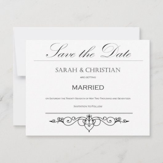 Schwarze Krawatte - Elegant - Hochzeit - Save the  Date (Vorderseite)
