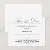 Schwarze Krawatte - Elegant - Hochzeit - Save the  Date (Vorne/Hinten)