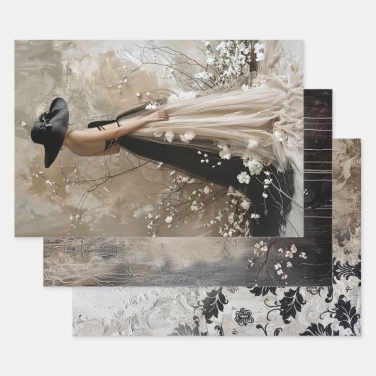 Schwarze Krawatte Elegant Moody Heavy Weight Decou Geschenkpapier Set (Set)