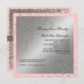 Schwarze Krawatte Elegant, Silver Save the Date lä (Vorne/Hinten)